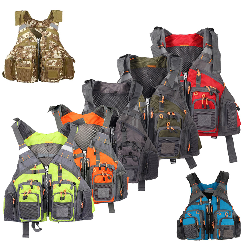 Fishing Kit Compact - เสื้อกั๊กตกปลาแบบมีหลายกระเป๋า พกพาสะดวก ถอดออกได้ พร้อมทุ่นลอยน้ำ สำหรับการตกปลาและการผจญภัย